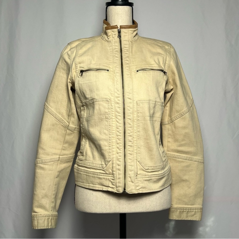 Vintage Ralph Lauren woman jacket leather lined collar Sz Sm MOTO